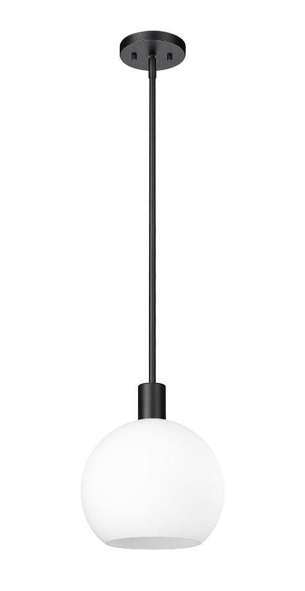 Z-Lite Margo 10" 1-Light Matte Black Pendant Light With White Glass Shade
