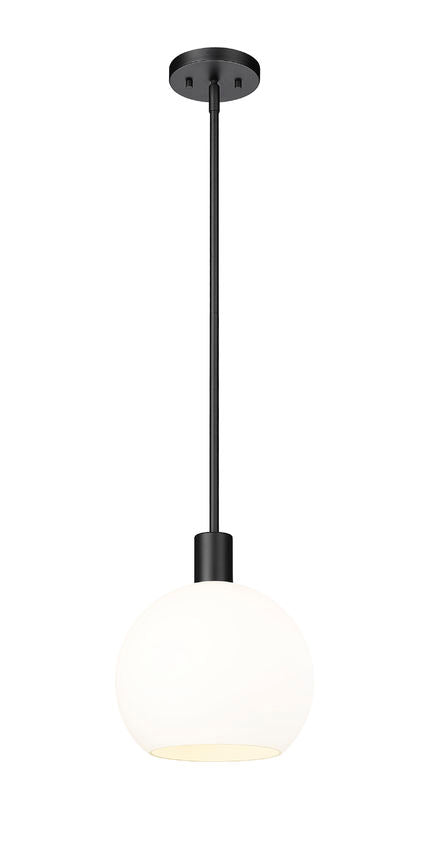 Z-Lite Margo 10" 1-Light Matte Black Pendant Light With White Glass Shade