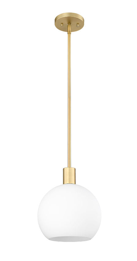 Z-Lite Margo 10" 1-Light Olde Brass Pendant Light With White Glass Shade