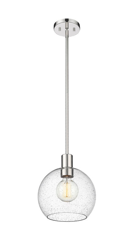 Z-Lite Margo 10" 1-Light Polished Nickel Pendant Light With Clear Seedy Glass Shade