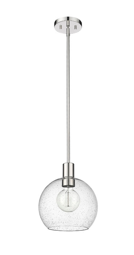 Z-Lite Margo 10" 1-Light Polished Nickel Pendant Light With Clear Seedy Glass Shade