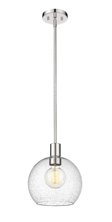 Z-Lite Margo 10" 1-Light Polished Nickel Pendant Light With Clear Seedy Glass Shade