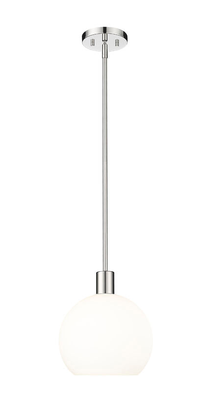 Z-Lite Margo 10" 1-Light Polished Nickel Pendant Light With White Glass Shade