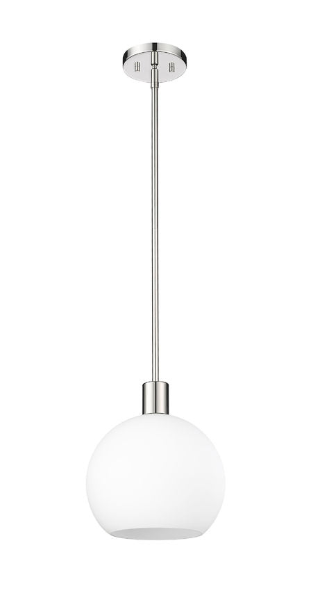 Z-Lite Margo 10" 1-Light Polished Nickel Pendant Light With White Glass Shade