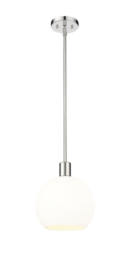 Z-Lite Margo 10" 1-Light Polished Nickel Pendant Light With White Glass Shade