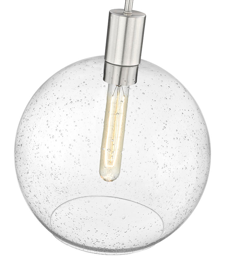 Z-Lite Margo 14" 1-Light Brushed Nickel Pendant Light With Clear Seedy Glass Shade