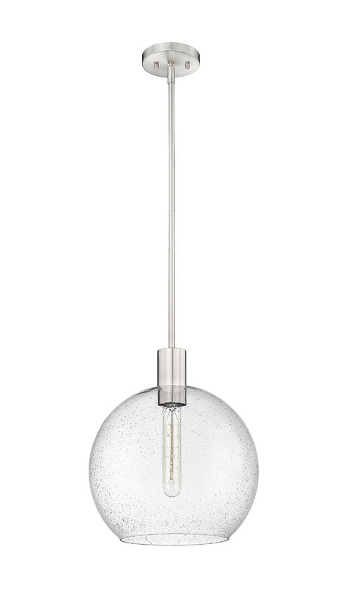 Z-Lite Margo 14" 1-Light Brushed Nickel Pendant Light With Clear Seedy Glass Shade