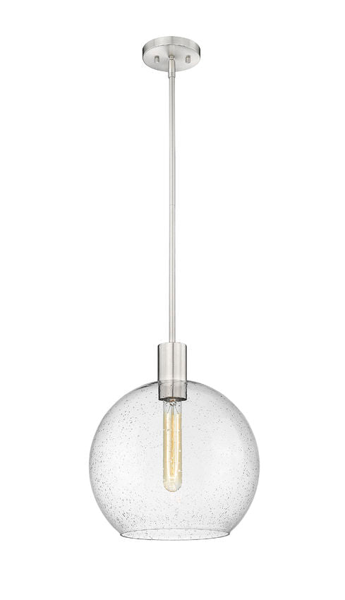 Z-Lite Margo 14" 1-Light Brushed Nickel Pendant Light With Clear Seedy Glass Shade