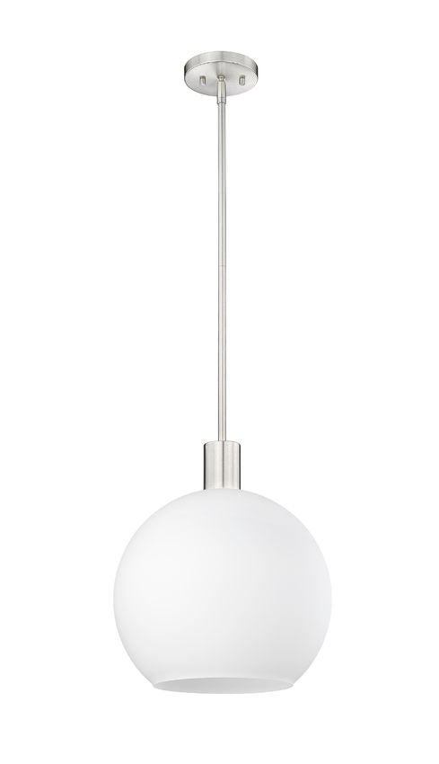 Z-Lite Margo 14" 1-Light Brushed Nickel Pendant Light With White Glass Shade