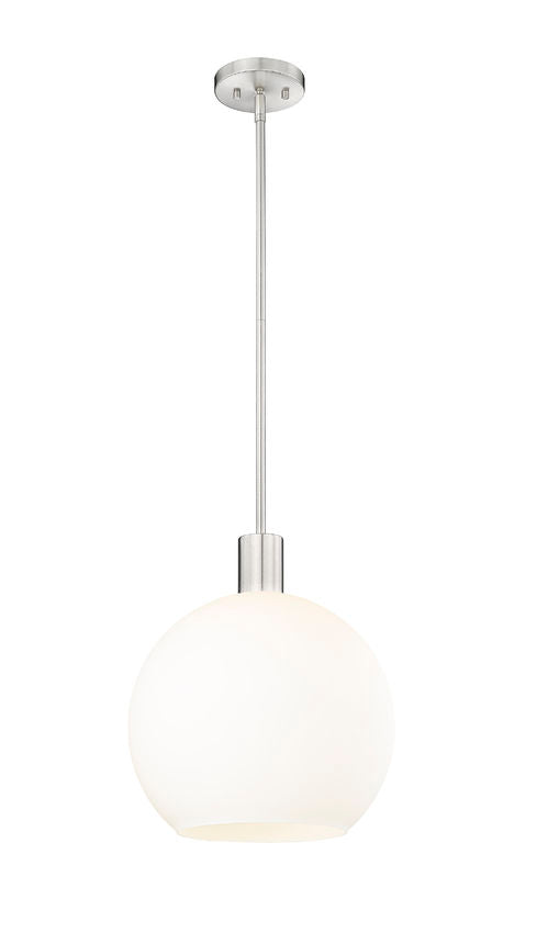 Z-Lite Margo 14" 1-Light Brushed Nickel Pendant Light With White Glass Shade
