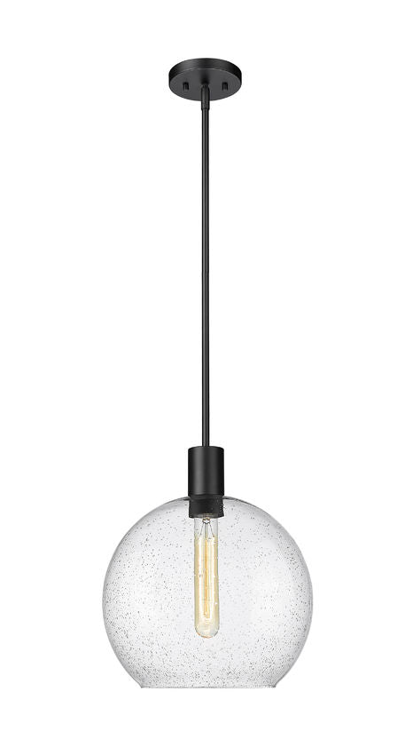 Z-Lite Margo 14" 1-Light Matte Black Pendant Light With Clear Seedy Glass Shade