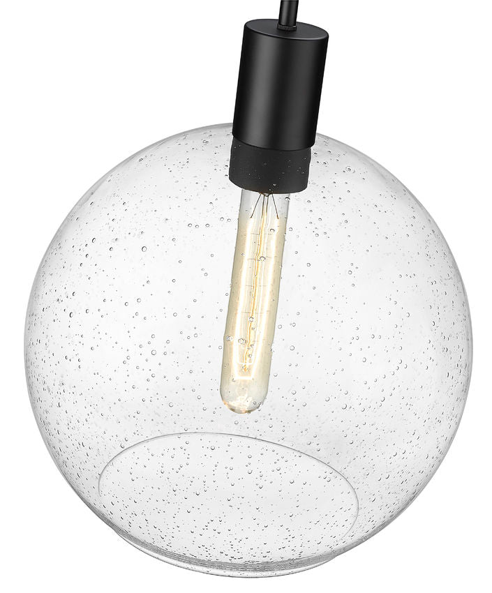 Z-Lite Margo 14" 1-Light Matte Black Pendant Light With Clear Seedy Glass Shade