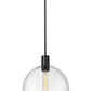 Z-Lite Margo 14" 1-Light Matte Black Pendant Light With Clear Seedy Glass Shade