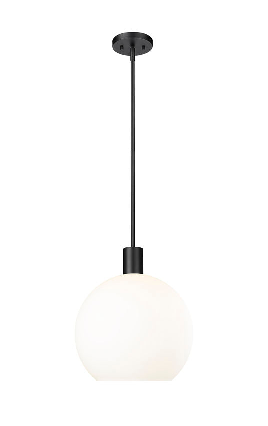 Z-Lite Margo 14" 1-Light Matte Black Pendant Light With White Glass Shade