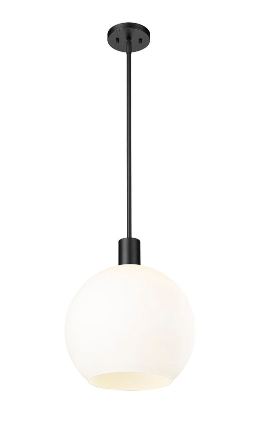 Z-Lite Margo 14" 1-Light Matte Black Pendant Light With White Glass Shade