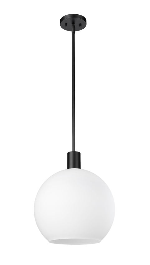 Z-Lite Margo 14" 1-Light Matte Black Pendant Light With White Glass Shade