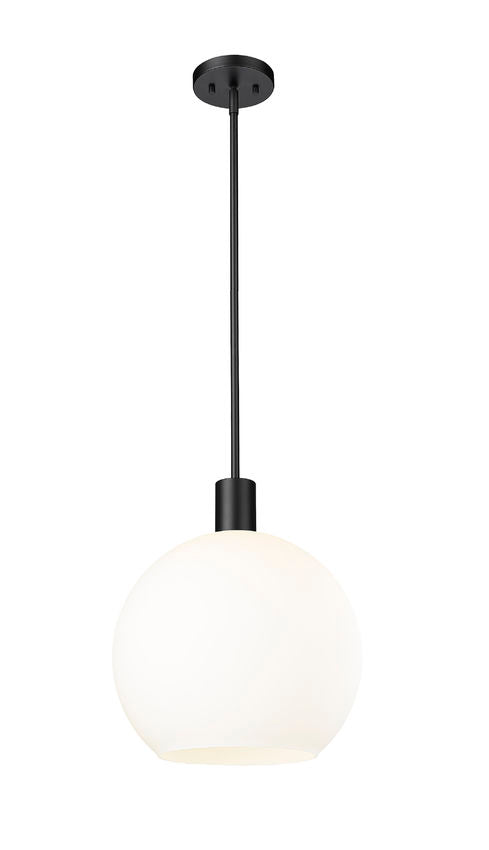 Z-Lite Margo 14" 1-Light Matte Black Pendant Light With White Glass Shade