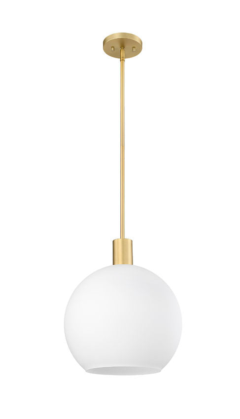 Z-Lite Margo 14" 1-Light Olde Brass Pendant Light With White Glass Shade