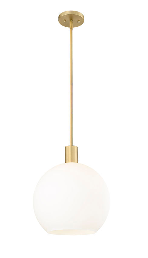 Z-Lite Margo 14" 1-Light Olde Brass Pendant Light With White Glass Shade