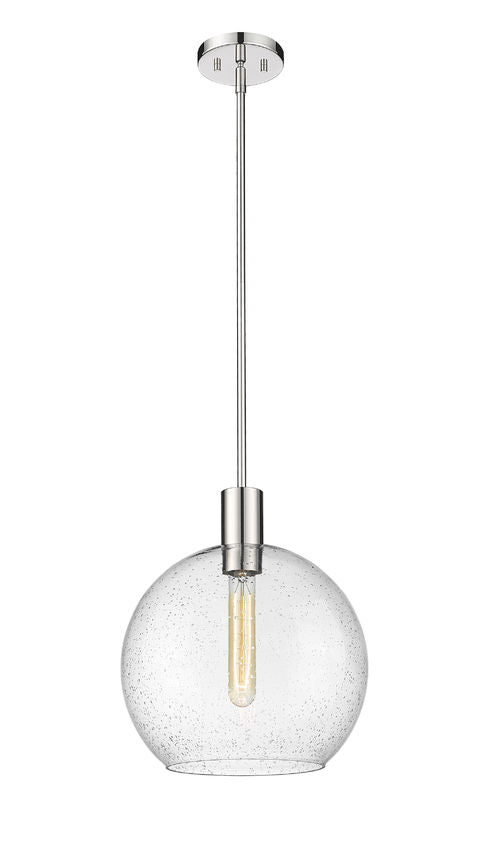 Z-Lite Margo 14" 1-Light Polished Nickel Pendant Light With Clear Seedy Glass Shade
