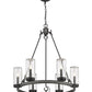 Z-Lite Marlow 28" 6-Light Ashen Barnboard Outdoor Pendant Light With Seedy Glass Shade