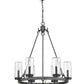 Z-Lite Marlow 28" 6-Light Ashen Barnboard Outdoor Pendant Light With Seedy Glass Shade