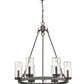Z-Lite Marlow 28" 6-Light Ashen Barnboard Outdoor Pendant Light With Seedy Glass Shade