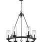 Z-Lite Marlow 28" 6-Light Matte Black Outdoor Pendant Light With Seedy Glass Shade