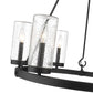 Z-Lite Marlow 28" 6-Light Matte Black Outdoor Pendant Light With Seedy Glass Shade