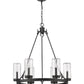 Z-Lite Marlow 28" 6-Light Matte Black Outdoor Pendant Light With Seedy Glass Shade