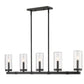 Z-Lite Marlow 5" 5-Light Matte Black Outdoor Linear Island Light With Seedy Glass Shade