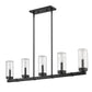 Z-Lite Marlow 5" 5-Light Matte Black Outdoor Linear Island Light With Seedy Glass Shade