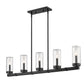 Z-Lite Marlow 5" 5-Light Matte Black Outdoor Linear Island Light With Seedy Glass Shade