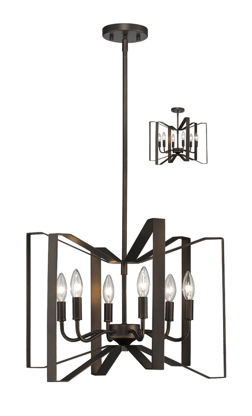 Z-Lite Marsala 20" 6-Light Bronze Steel Pendant Light