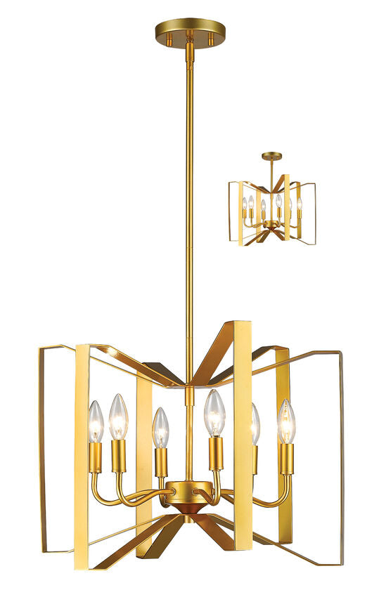 Z-Lite Marsala 20" 6-Light Polished Metallic Gold Steel Pendant Light