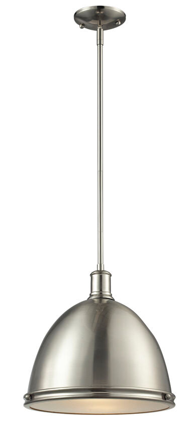 Z-Lite Mason 13" 1-Light Brushed Nickel Steel Pendant Light