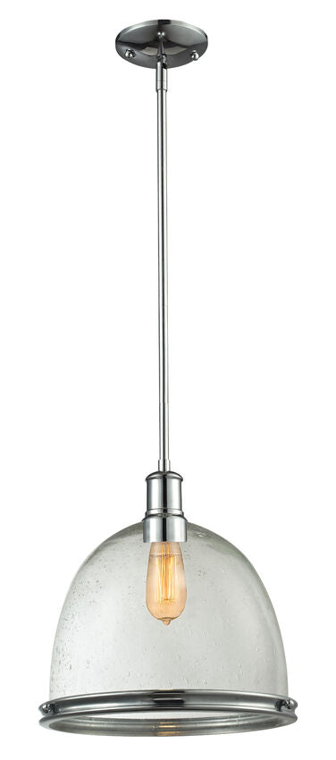 Z-Lite Mason 13" 1-Light Chrome Pendant Light With Clear Seedy Glass Shade
