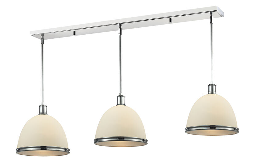 Z-Lite Mason 13" 3-Light Chrome Island Light With Matte Opal Glass Shade