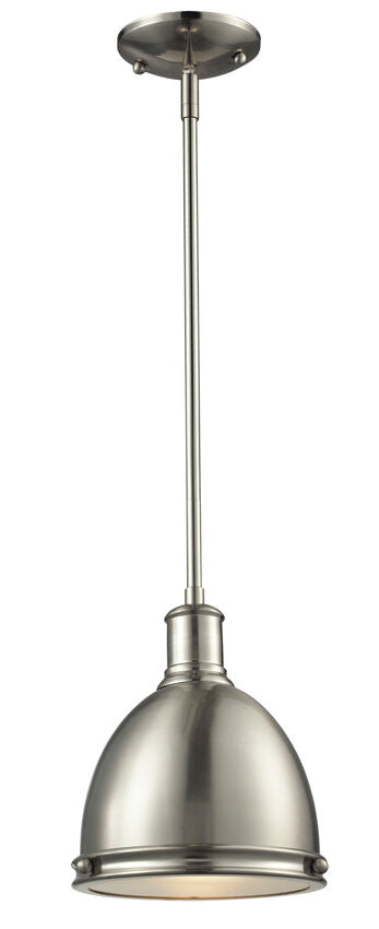 Z-Lite Mason 8" 1-Light Brushed Nickel Steel Mini Pendant Light