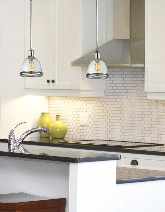 Z-Lite Mason 8" 1-Light Chrome Mini Pendant Light With Clear Seedy Glass Shade