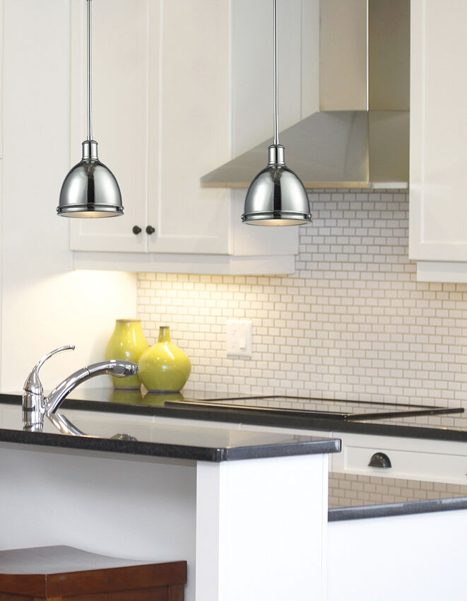 Z-Lite Mason 8" 1-Light Chrome Steel Mini Pendant Light