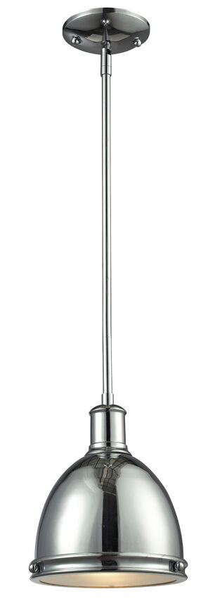 Z-Lite Mason 8" 1-Light Chrome Steel Mini Pendant Light