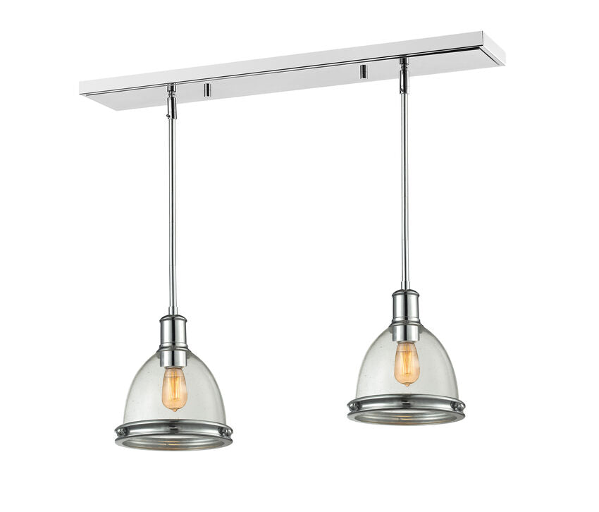 Z-Lite Mason 8" 2-Light Chrome Island Light With Clear Seedy Glass Shade