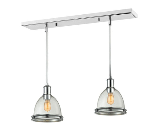 Z-Lite Mason 8" 2-Light Chrome Island Light With Clear Seedy Glass Shade