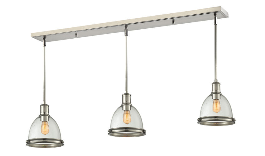 Z-Lite Mason 8" 3-Light Brushed Nickel Island Light With Clear Seedy Glass Shade