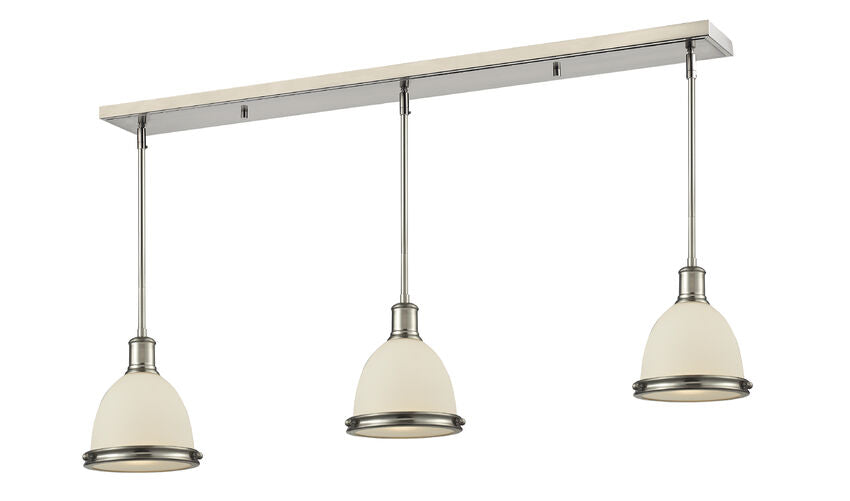 Z-Lite Mason 8" 3-Light Brushed Nickel Island Light With Matte Opal Glass Shade