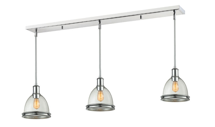 Z-Lite Mason 8" 3-Light Chrome Island Light With Clear Seedy Glass Shade