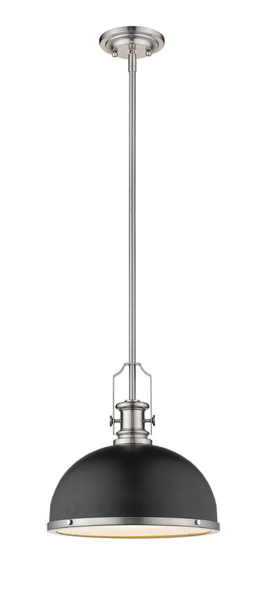 Z-Lite Melange 13" 1-Light Matte Black and Brushed Nickel Pendant Light