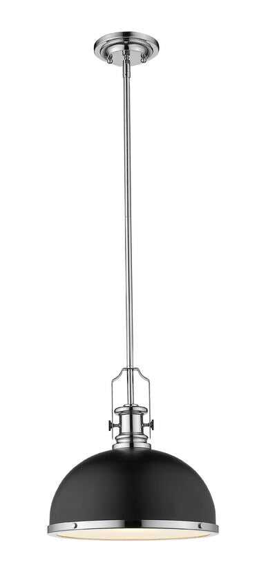 Z-Lite Melange 13" 1-Light Matte Black and Chrome Pendant Light