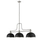 Z-Lite Melange 14" 3-Light Brushed Nickel Billiard Island Light With Matte Black and Brushed Nickel Shade